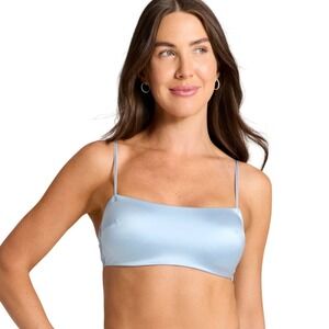 Auden Women's Light Blue Adjustable Straps Hook Back Satin Bralette Size XS